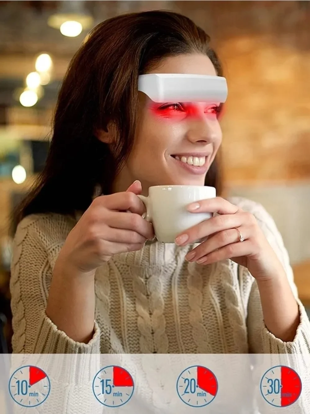 LED Red Light Therapy Eye Glasses in Blue and White